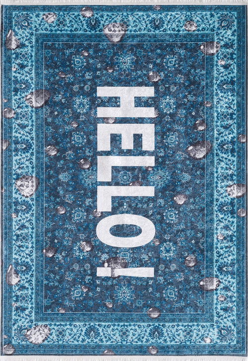 Blue Area Rug - Digital Print Non Slip Antibacterial Carpet for Living Room