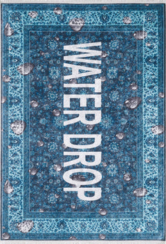 Blue Area Rug – Digital Print Non Slip Carpet for Living Room Decor