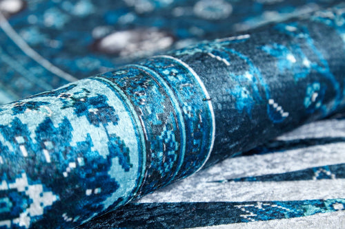 Blue Area Rug – Digital Print Non Slip Carpet for Living Room Decor