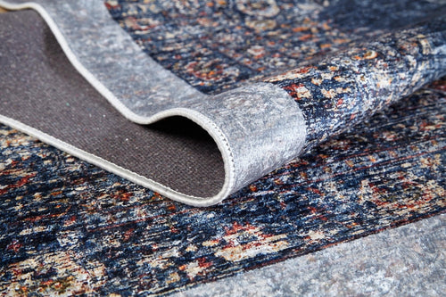 Digital Print Area Rug – Navy Classic Style Non Slip Antibacterial Carpet