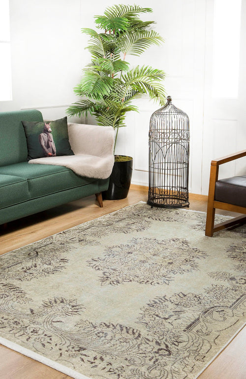 Beige Area Rug - Classic Digital Print Non Slip Antibacterial Carpet