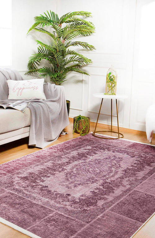 Klintsi Pink Patchwork Digital Print Area Rug