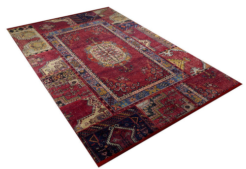 Red Patchwork Area Rug – Digital Print Rug | Antibacterial, Non Slip Carpet