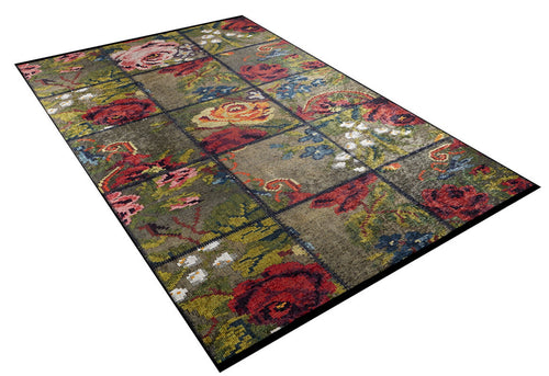 Green Patchwork Area Rug - Digital Print, Non Slip, Antibacterial Carpet for Living Room