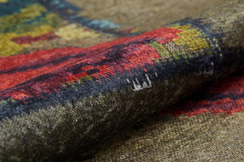 Green Patchwork Area Rug - Digital Print, Non Slip, Antibacterial Carpet for Living Room