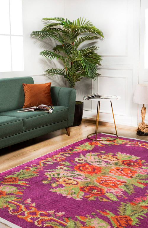 Pink Floral Area Rug - Non Slip Antibacterial Digital Print Carpet for Home