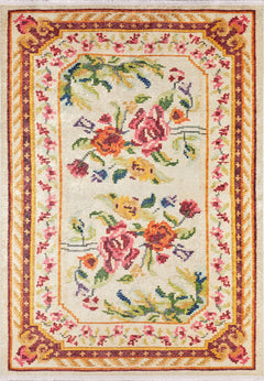 Orange Floral Area Rug – Digital Print Carpet | Non Slip, Antibacterial, Washable