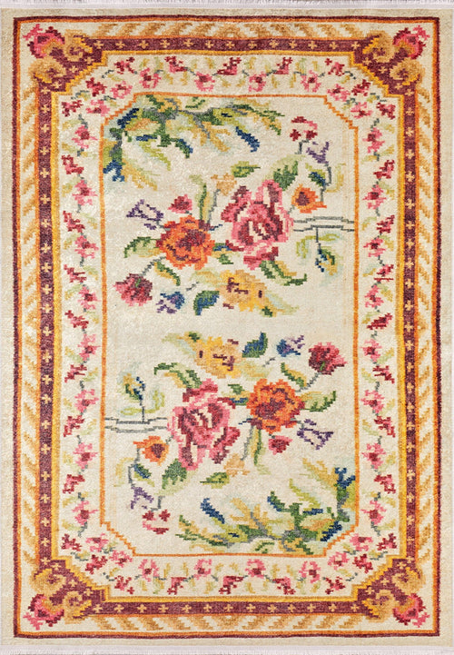 Orange Floral Area Rug – Digital Print Carpet | Non Slip, Antibacterial, Washable