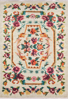Kungur Beige Floral Digital Print Area Rug