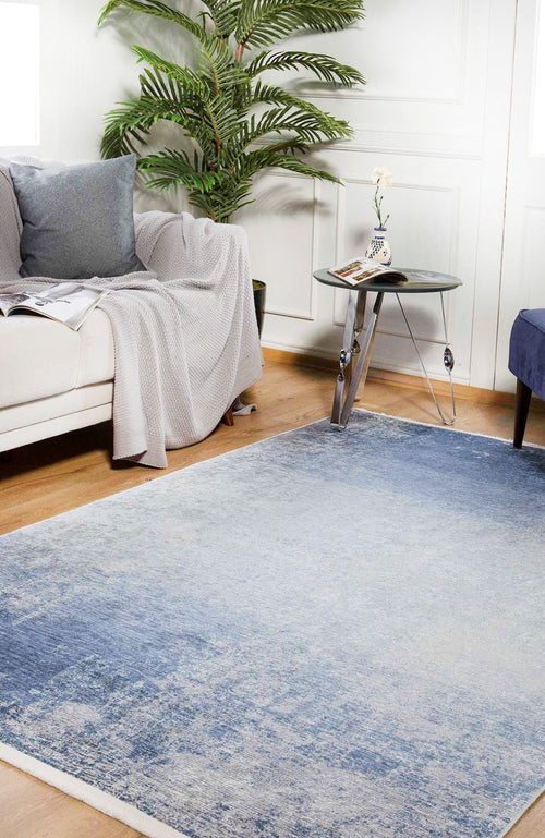 Modern Area Rug – Blue Digital Print Carpet | Antibacterial Non Slip Floor Covering