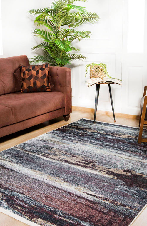 Modern Digital Area Rug – Purple Non Slip Washable Carpet for Living Room