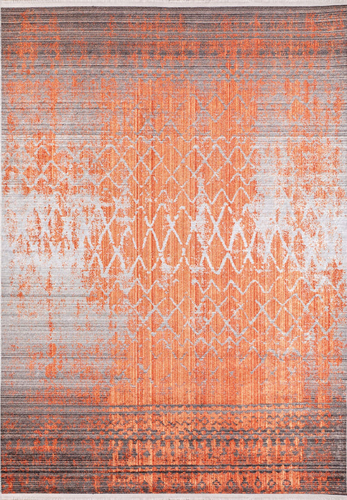 Modern Digital Area Rug – Orange Print Carpet | Non Slip & Antibacterial Washable