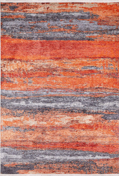 Modern Area Rug – Stylish Orange Digital Print Carpet | Non Slip Washable Floor Mat