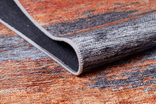 Modern Area Rug – Stylish Orange Digital Print Carpet | Non Slip Washable Floor Mat