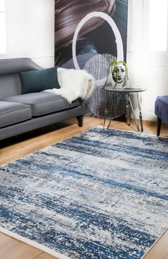 Magnitogorsk Blue Modern Digital Print Area Rug