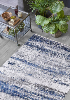 Magnitogorsk Blue Modern Digital Print Area Rug