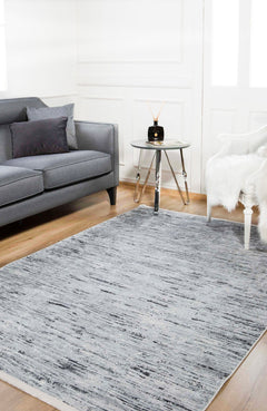 Grey Striped Area Rug - Digital Print Washable Non Slip Carpet for Living Room