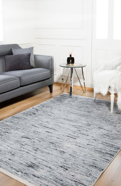 Grey Striped Area Rug - Digital Print Washable Non Slip Carpet for Living Room