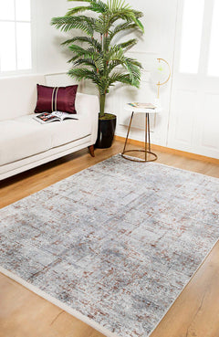 Grey Striped Area Rug - Digital Print Washable Non Slip Carpet for Living Room