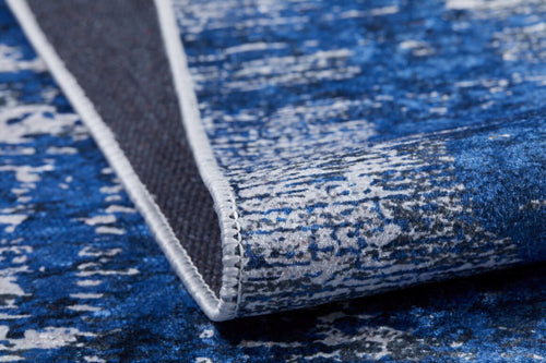 Modern Digital Area Rug - Blue Non Slip Antibacterial Carpet for Living Room