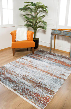 Modern Area Rug – Grey Digital Print Carpet | Non Slip, Antibacterial, Washable