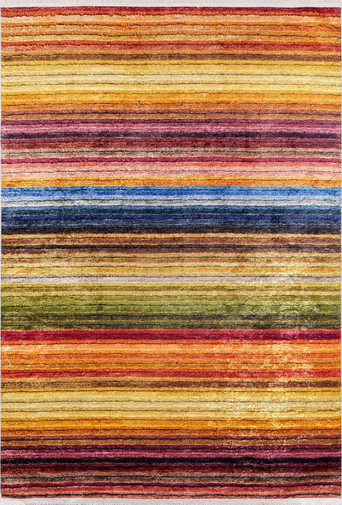 Orange Striped Area Rug – Digital Print Rug | Non Slip Carpet, Antibacterial