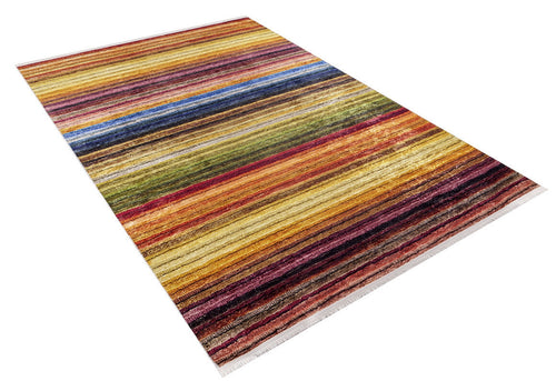 Orange Striped Area Rug – Digital Print Rug | Non Slip Carpet, Antibacterial