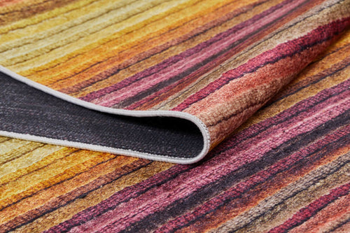 Orange Striped Area Rug – Digital Print Rug | Non Slip Carpet, Antibacterial