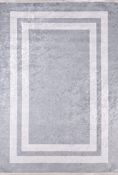 Grey Area Rug - Digital Print Frame Design Non Slip Antibacterial Carpet