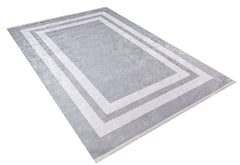 Grey Area Rug - Digital Print Frame Design Non Slip Antibacterial Carpet