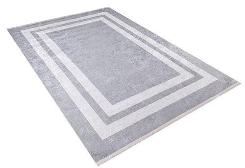Grey Area Rug - Digital Print Frame Design Non Slip Antibacterial Carpet