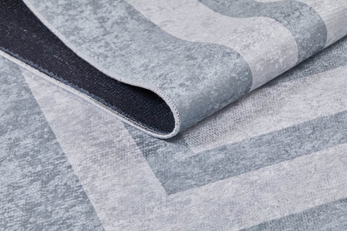 Grey Area Rug - Digital Print Frame Design Non Slip Antibacterial Carpet