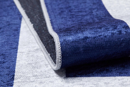 Digital Print Area Rug – Navy Blue Frame Design, Antibacterial & Non Slip Carpet