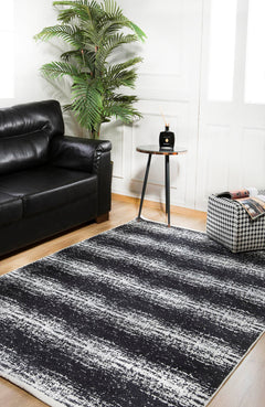 Black Striped Area Rug – High Quality Digital Print Rug | Non Slip Carpet