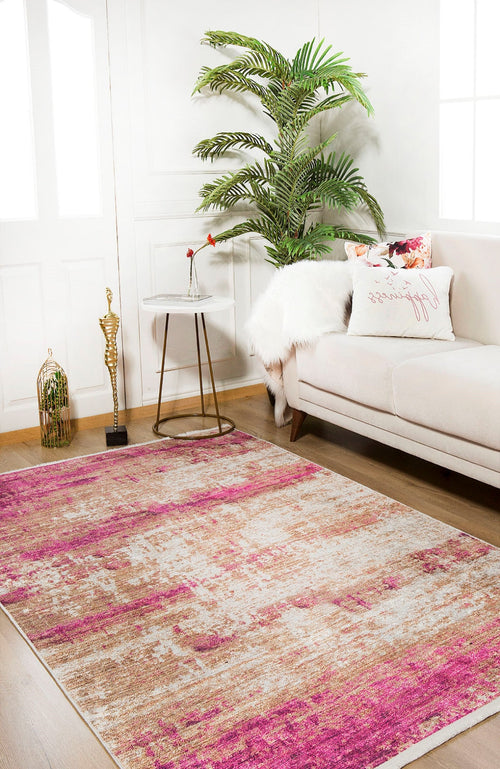 Modern Digital Area Rug – Pink Printed Carpet | Antibacterial, Non Slip, Washable