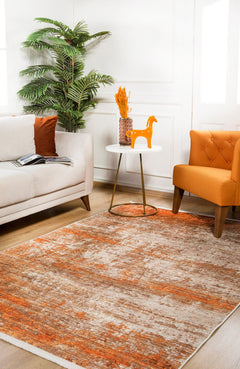 Kurgan Orange Modern Digital Print Area Rug