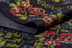 Black Floral Area Rug – Non Slip Digital Print Rug for Living Room Carpet