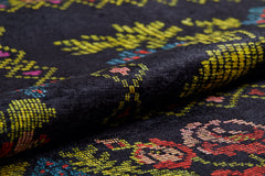 Black Floral Area Rug – Non Slip Digital Print Rug for Living Room Carpet