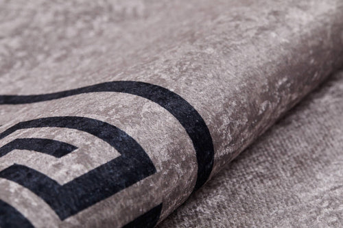 Digital Print Area Rug - Brown Frame Style Non Slip Carpet for Living Room