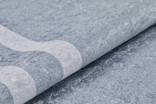 Digital Print Area Rug – Grey Frame Design Non Slip Washable Antibacterial Carpet