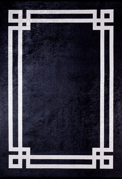 Black Area Rug – Digital Print Rug With Black Frame | Antibacterial Non Slip Carpet