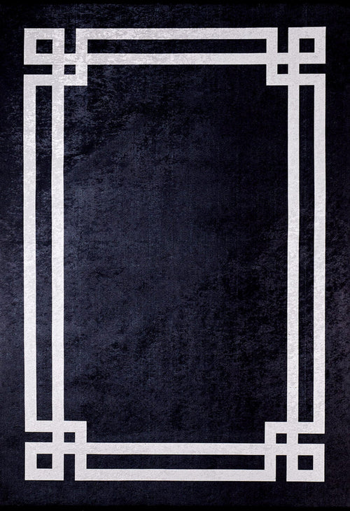Black Area Rug – Digital Print Rug With Black Frame | Antibacterial Non Slip Carpet