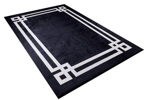 Black Area Rug – Digital Print Rug With Black Frame | Antibacterial Non Slip Carpet