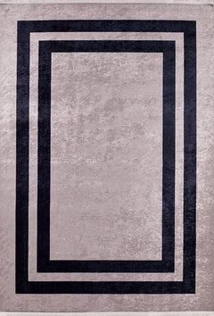 Krasnogorsk Black Frame Digital Print Area Rug