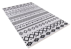 Grey Geometric Area Rug - Digital Print Carpet | Non Slip, Antibacterial, Washable