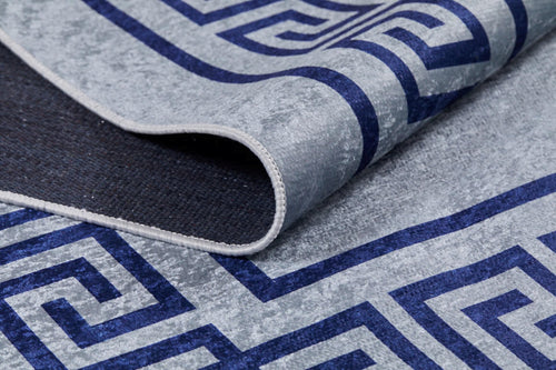 Digital Print Area Rug - Navy Frame Stylish Non Slip High Quality Carpet