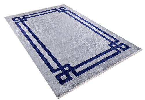 Navy Frame Area Rug – Digital Print Rug | Non Slip, Antibacterial & Washable Carpet