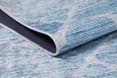 Blue Geometric Area Rug - Digital Print, Non Slip, Washable Modern Floor Covering