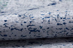 Navy Geometric Area Rug - Digital Print Non Slip Washable Carpet for Living Room