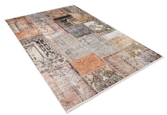 NewScotland Brown Patchwork Digital Print Area Rug